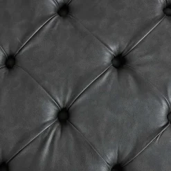 Kirklands Home Charocal Button Tufted Leather Ottoman Gray Outlet