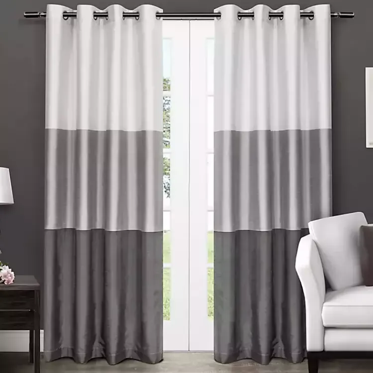 Kirklands Home Chateau Stripe Curtain Panel Set, 96 in. Black Hot