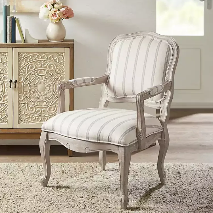 Kirklands Home Chaucer Navy Striped Accent Chair Online