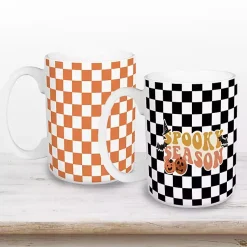 Kirklands Home Checkered Spooky Season Halloween Mugs, Set of 2