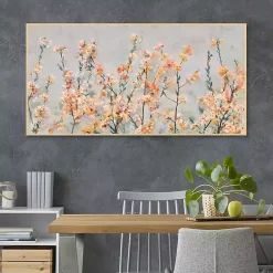 Kirklands Home Cherry Blossom Blooms Birch Framed Canvas Print New