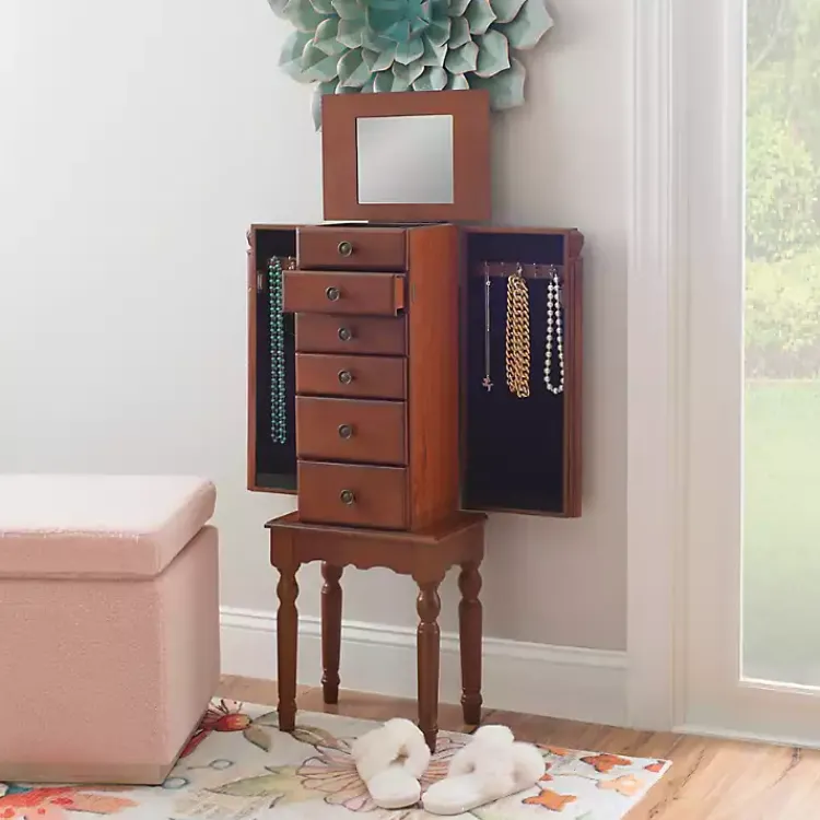 Kirklands Home Cherry 5-Drawer Ollie Petite Jewelry Armoire Brown Discount