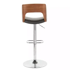 Kirklands Home Cherry Wood and Leather Swivel Bar Stool Black Hot