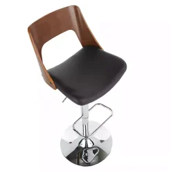 Kirklands Home Cherry Wood and Leather Swivel Bar Stool Black Hot