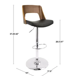 Kirklands Home Cherry Wood and Leather Swivel Bar Stool Black Hot