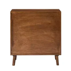 Kirklands Home Cherry Wood Frame Rattan Front Cabinet Brown New