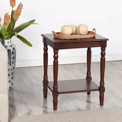 Kirklands Home Cherry Wood Sybil Accent Table Brown Discount