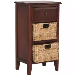 Kirklands Home Cherry Wood Woven Baskets Everly Accent Table Red Online