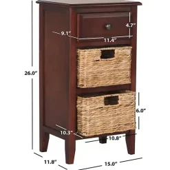 Kirklands Home Cherry Wood Woven Baskets Everly Accent Table Red Online