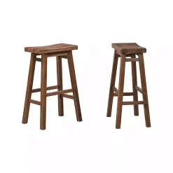 Kirklands Home Chestnut Wire Brush Saddle Bar Stools, Set of 2 Brown Best