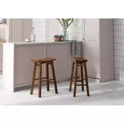 Kirklands Home Chestnut Wire Brush Saddle Bar Stools, Set of 2 Brown Best