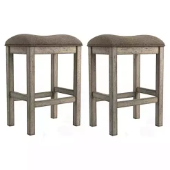 Kirklands Home Chestnut Wood Upholstered Counter Stools, Set of 2 Brown Outlet