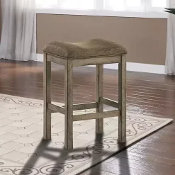 Kirklands Home Chestnut Wood Upholstered Counter Stools, Set of 2 Brown Outlet