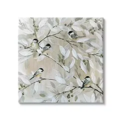 Kirklands Home Chickadee Birds on Branch Canvas Art Print, 24x24 New