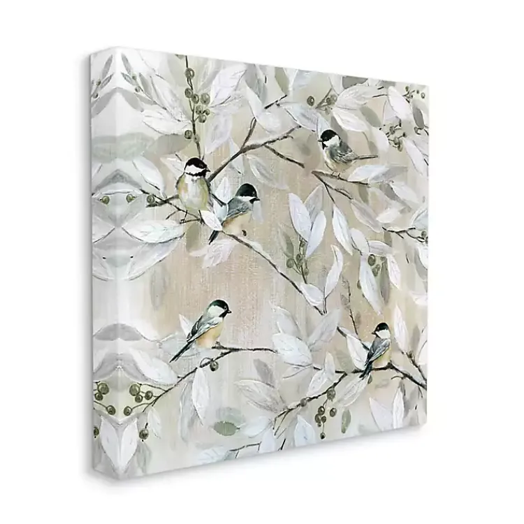 Kirklands Home Chickadee Birds on Branch Canvas Art Print, 24x24 New
