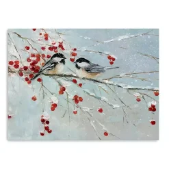 Christmas Art & Wall Decor>Kirklands Home Chickadees in Winter Canvas Art Print Blue