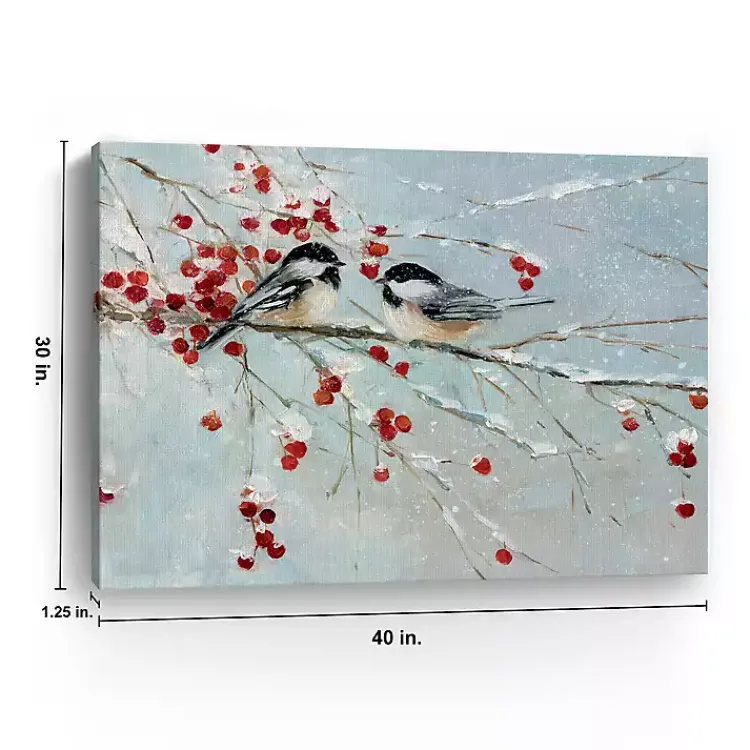 Christmas Art & Wall Decor>Kirklands Home Chickadees in Winter Canvas Art Print Blue
