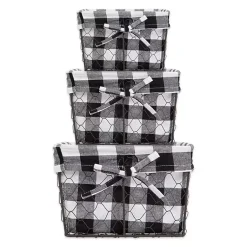 Baskets & Boxes>Kirklands Home Chicken Wire and Buffalo Check Baskets, Set of 3
