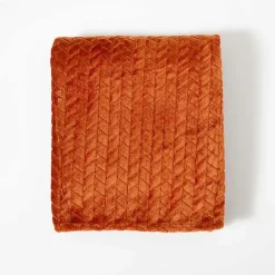 Blankets & Throws>Kirklands Home Chili Heavenly Herringbone Plush Throw Orange