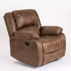 Kirklands Home Chocolate Faux Leather Barrett Recliner Brown Hot
