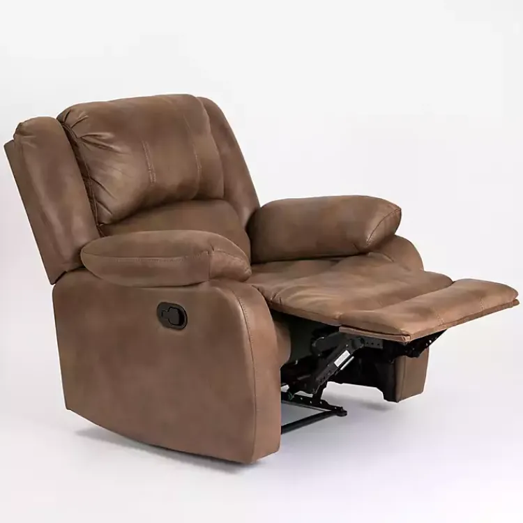 Kirklands Home Chocolate Faux Leather Barrett Recliner Brown Hot