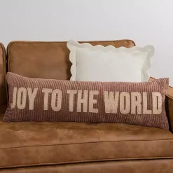 Pillows>Kirklands Home Chocolate Corduroy Joy to the World Pillow Brown