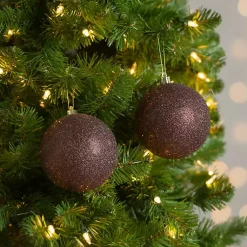 Christmas Ornaments>Kirklands Home Chocolate Glitter Ball 2-pc. Ornament Set, 4 in. Brown