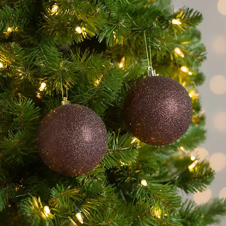 Christmas Ornaments>Kirklands Home Chocolate Glitter Ball 2-pc. Ornament Set, 4 in. Brown