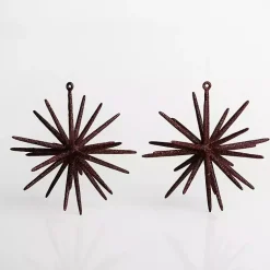 Christmas Ornaments>Kirklands Home Chocolate Glitter Sputnik Ornaments, Set of 2 Brown