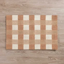 Kirklands Home Chocolate Plaid Hooked Accent Rug Brown Hot