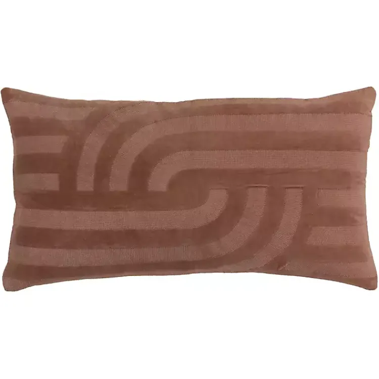 Pillows>Kirklands Home Chocolate Velvet Abstract Stripe Lumbar Pillow Brown