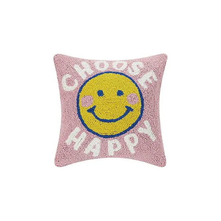 Pillows>Kirklands Home Choose Happy Hooked Wool Pillow