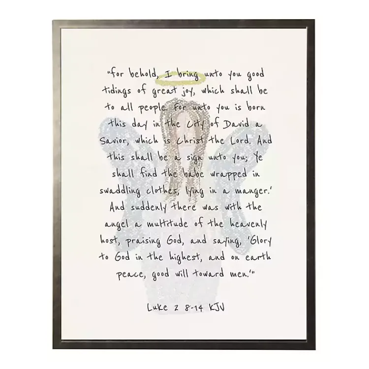 Christmas Art & Wall Decor>Kirklands Home Christmas Angel Verse Framed Print White
