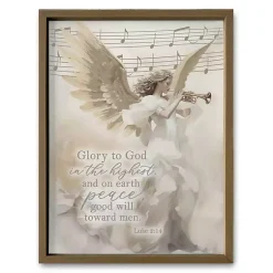 Christmas Art & Wall Decor>Kirklands Home Christmas Angel with Trumpet Framed Art Print