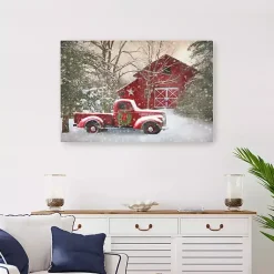 Christmas Art & Wall Decor>Kirklands Home Christmas Barn & Truck Canvas Art Print, 36x24 in.