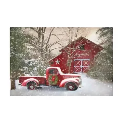 Christmas Art & Wall Decor>Kirklands Home Christmas Barn & Truck Canvas Art Print, 48x32 in.