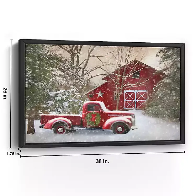 Christmas Art & Wall Decor>Kirklands Home Christmas Barn & Truck Framed Canvas Art Print