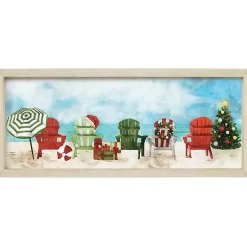 Christmas Art & Wall Decor>Kirklands Home Christmas Beach Chairs Framed Art Print Multi