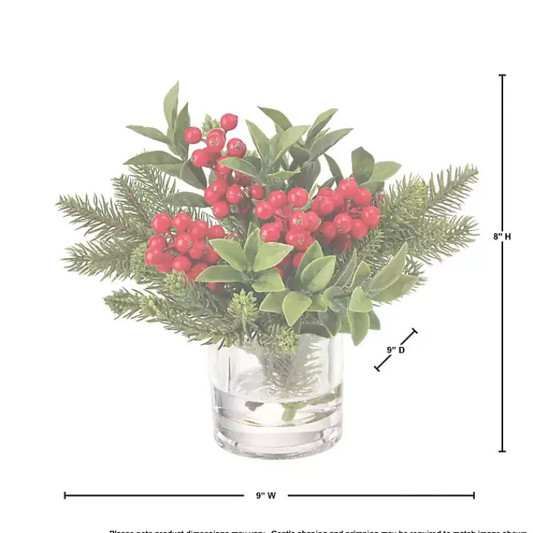 Christmas Arrangements & Garland>Kirklands Home Christmas Berry & Pine Faux Water Arrangement