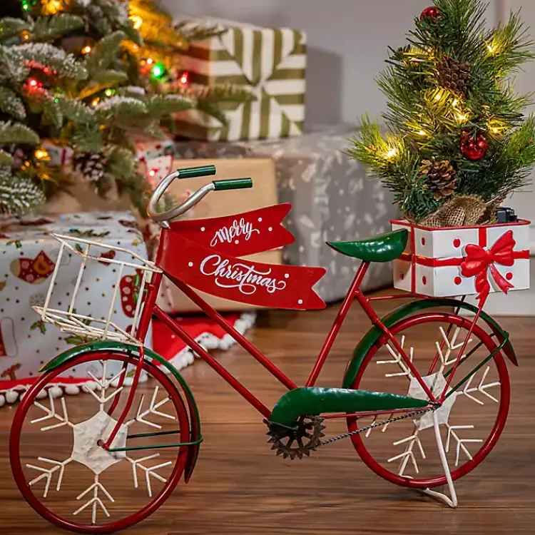 Statues & Figurines>Kirklands Home Christmas Bicycle with Pre-Lit Tree