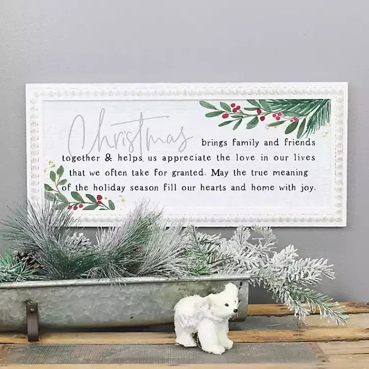 Christmas Art & Wall Decor>Kirklands Home Christmas Brings Family & Friends Wall Plaque White
