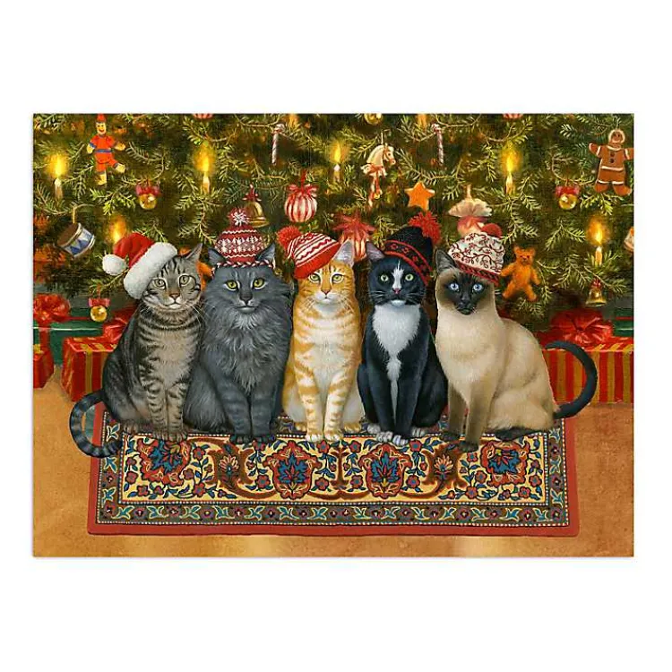 Christmas Art & Wall Decor>Kirklands Home Christmas Cats in Knit Caps Canvas Art Print