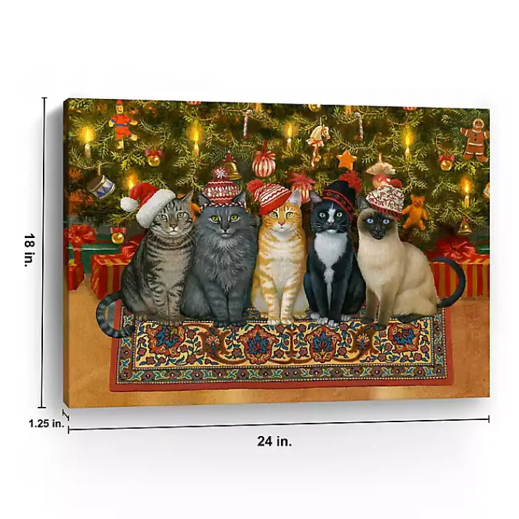 Christmas Art & Wall Decor>Kirklands Home Christmas Cats in Knit Caps Canvas Art Print
