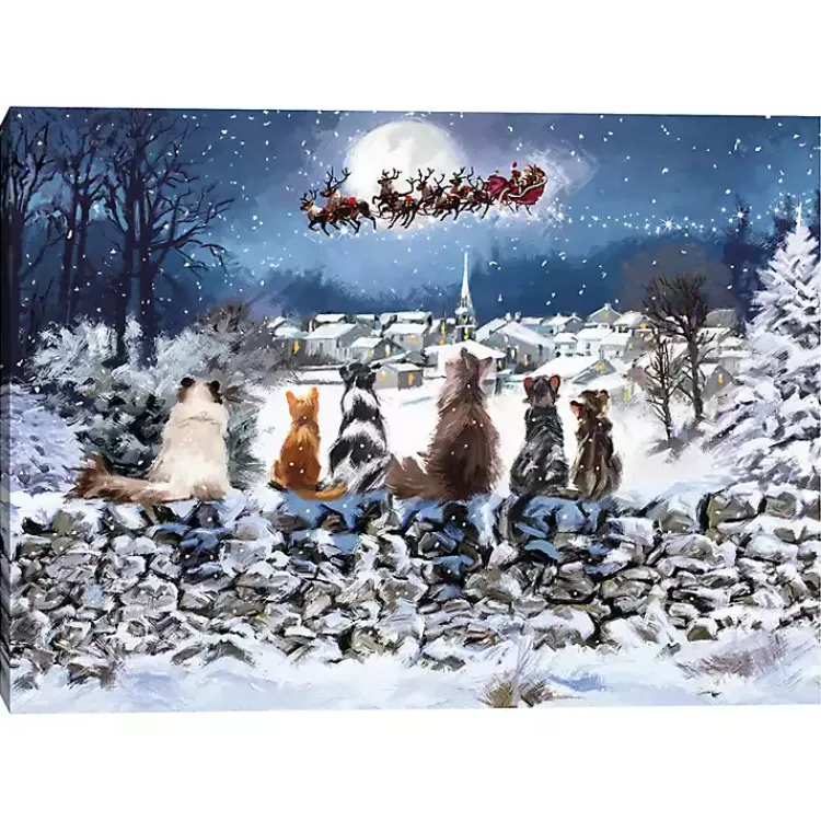 Christmas Art & Wall Decor>Kirklands Home Christmas Cats Sleigh Canvas Art Print