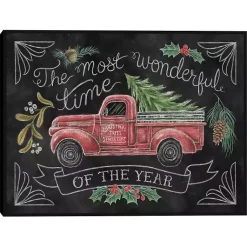 Christmas Art & Wall Decor>Kirklands Home Christmas Chalkboard Truck Framed Canvas Art Print