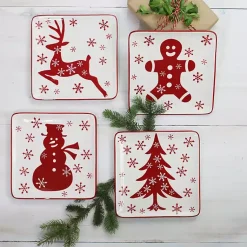 Kirklands Home Christmas Character Salad Plates, Set of 4