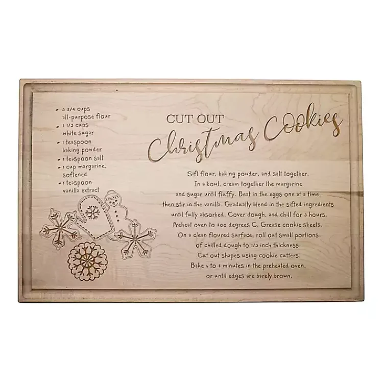 Christmas Dining & Entertaining>Kirklands Home Christmas Cookies Recipe Maple Cutting Board Tan