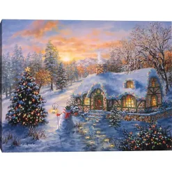 Christmas Art & Wall Decor>Kirklands Home Christmas Cottage Canvas Art Print Multi