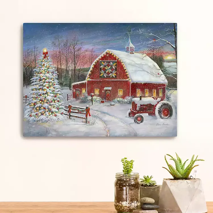 Christmas Art & Wall Decor>Kirklands Home Christmas Cozy Barn Canvas Art Print, 18x24