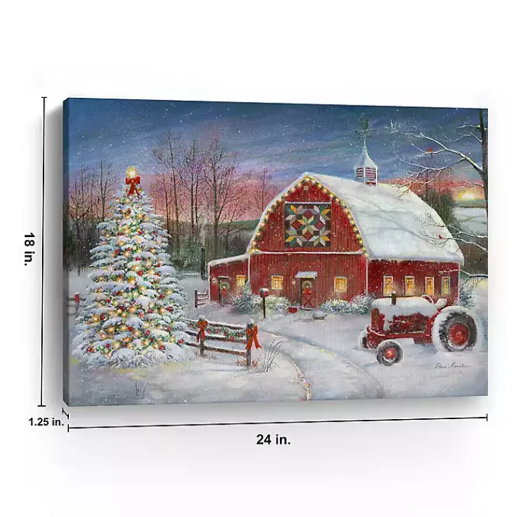 Christmas Art & Wall Decor>Kirklands Home Christmas Cozy Barn Canvas Art Print, 18x24